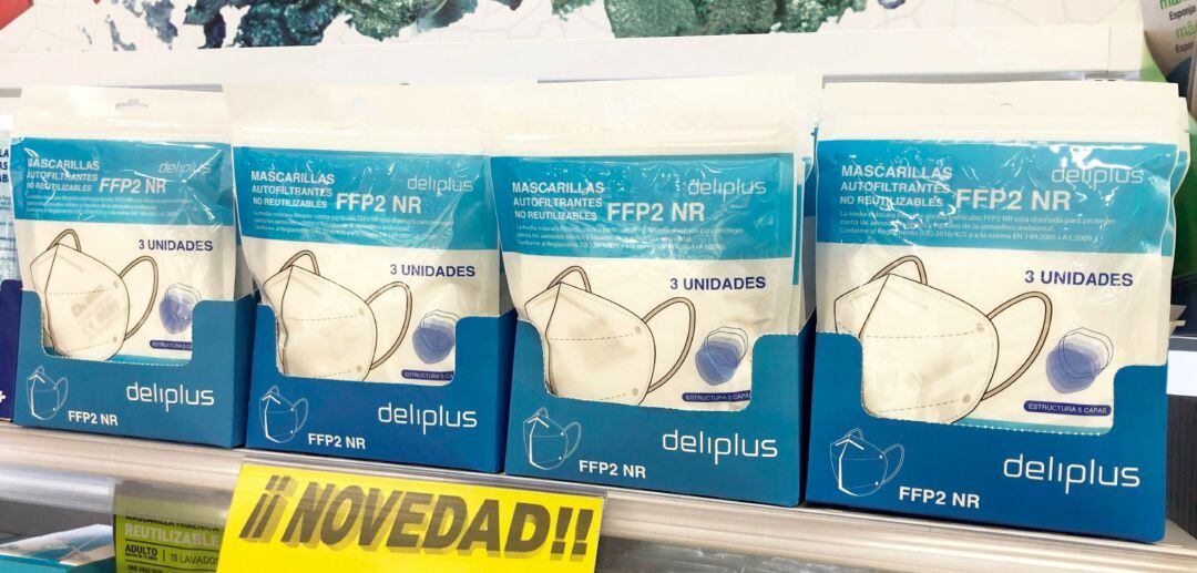 Mascarillas FFP2 en un supermercado Mercadona