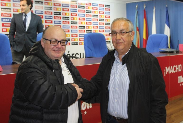 Ramírez y Hernández en la sala de prensa del Rico Pérez