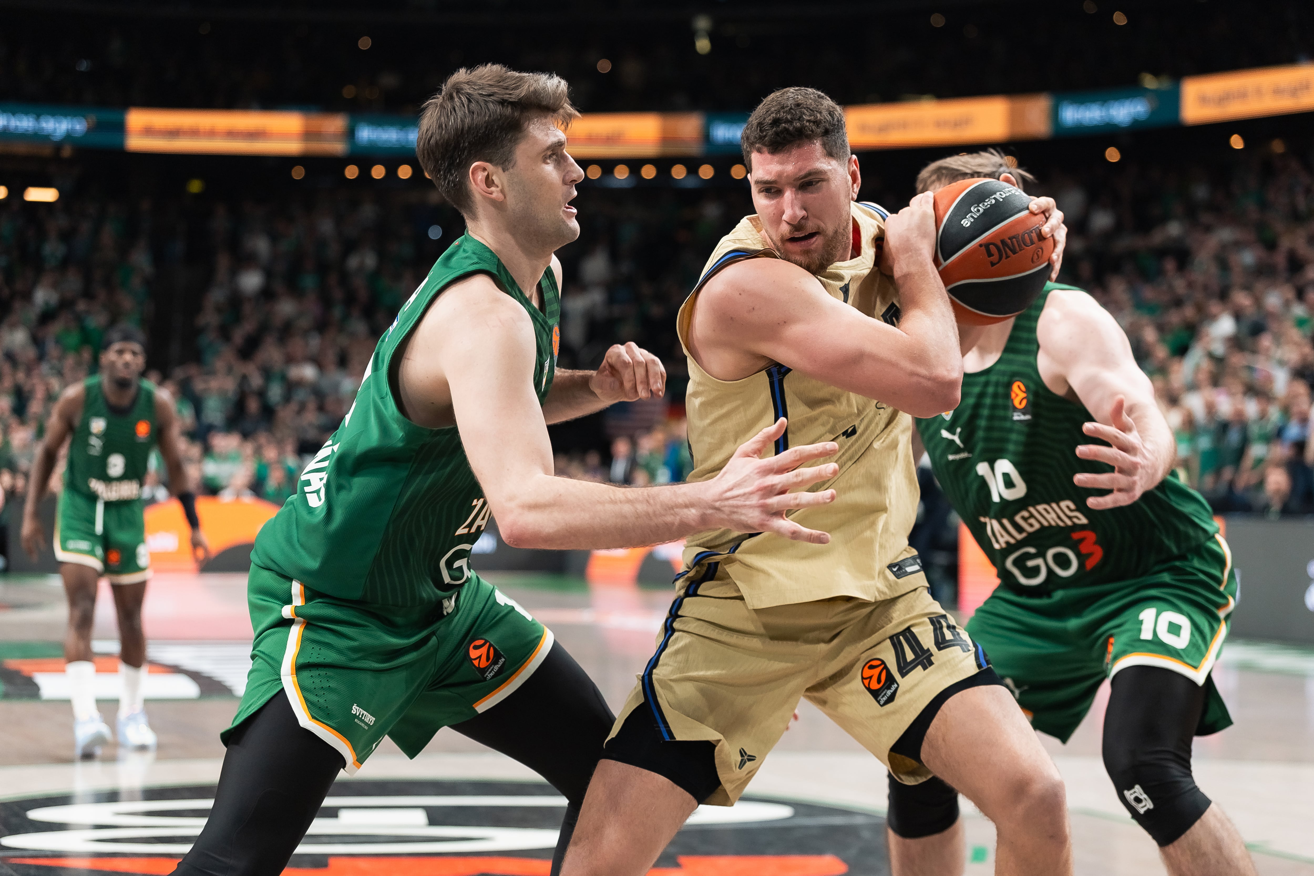 KAUNAS, LITHUANIA - APRIL 02: Joel Parra, #44 of FC Barcelona in action during the EuroLeague Regular Season Round 35 match between Zalgiris Kaunas and FC Barcelona at Zalgirio Arena on April 02, 2026 in Kaunas, Lithuania. (Photo by Eitvydas Kinaitis/Euroleague Basketball via Getty Images)
