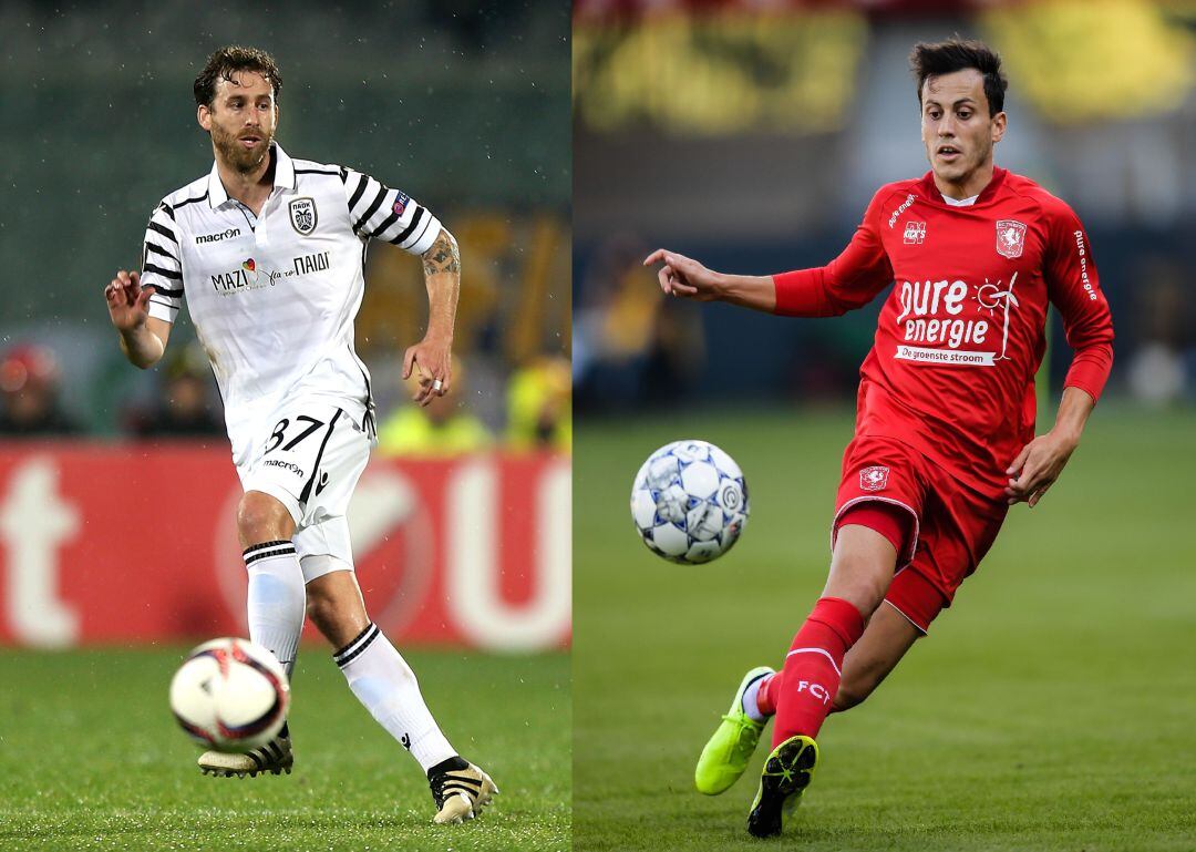 José Alberto Cañas, con la camiseta del PAOK, y Javier Espinosa, con la del Twente