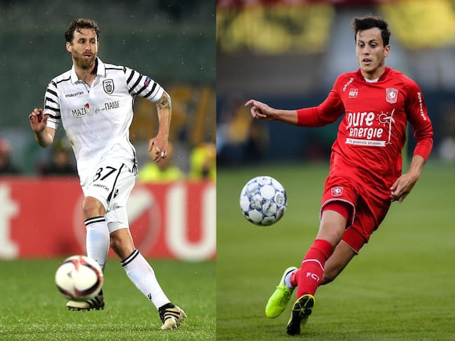 José Alberto Cañas, con la camiseta del PAOK, y Javier Espinosa, con la del Twente