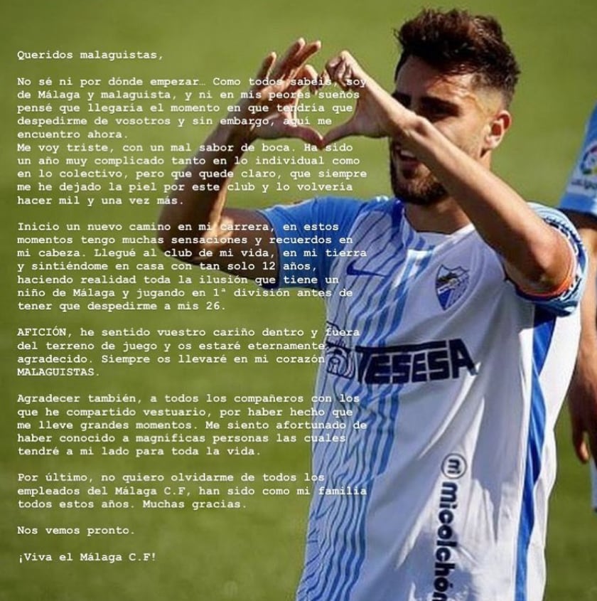 Texto de despedida de Luis Muñoz para el malaguismo