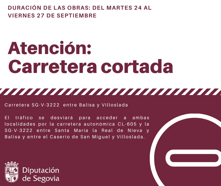 Cartel informativo del corte de tráfico en la SG-V-3222