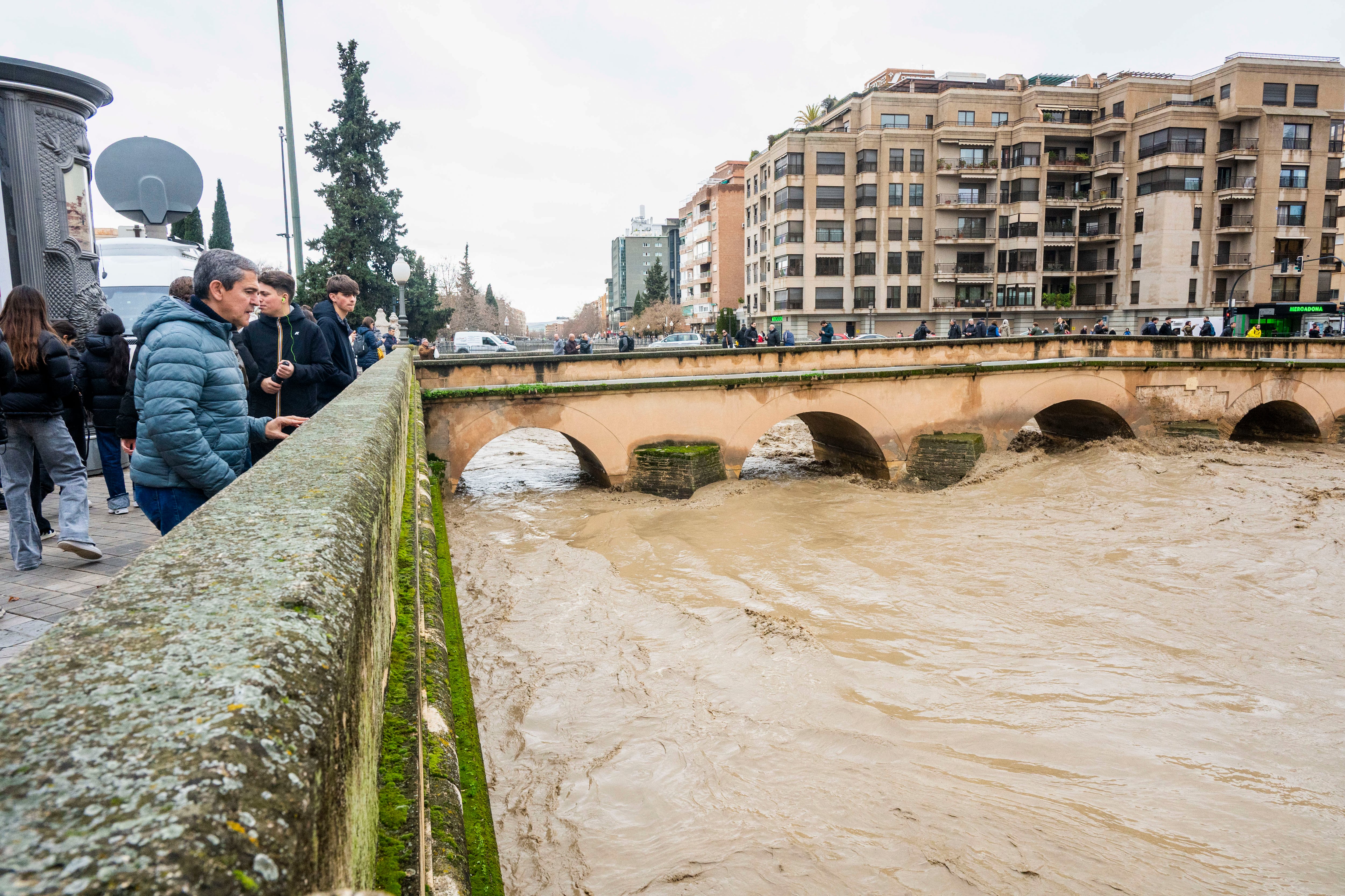 GRANADA, 05/02/2026.-Vista del río Genil a su paso por el centro de Granada este jueves. El Ayuntamiento de Granada ha activado la noche de este miércoles el Plan de Actuación Local ante el Riesgo de Inundaciones en fase de emergencia, situación operativa 0, debido el riesgo de crecidas bruscas de los ríos Monachil, Genil y Darro a su paso por el término municipal.-EFE/ Miguel Ángel Molina