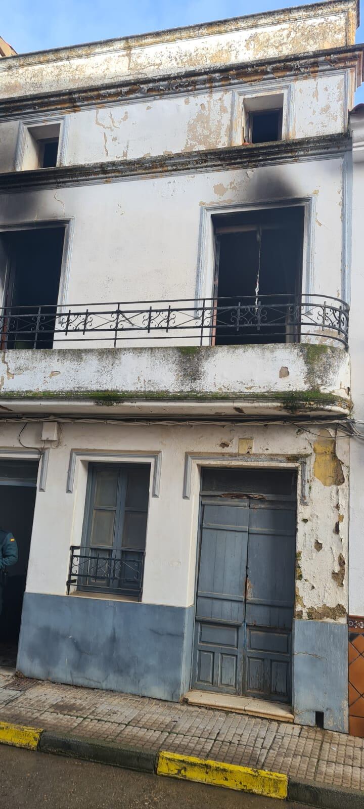 Vivienda afectada por el incendio en Almadén