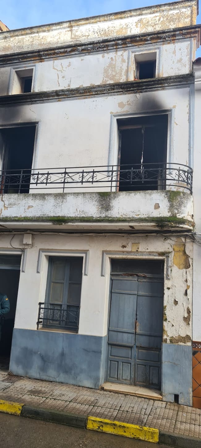 Vivienda afectada por el incendio en Almadén