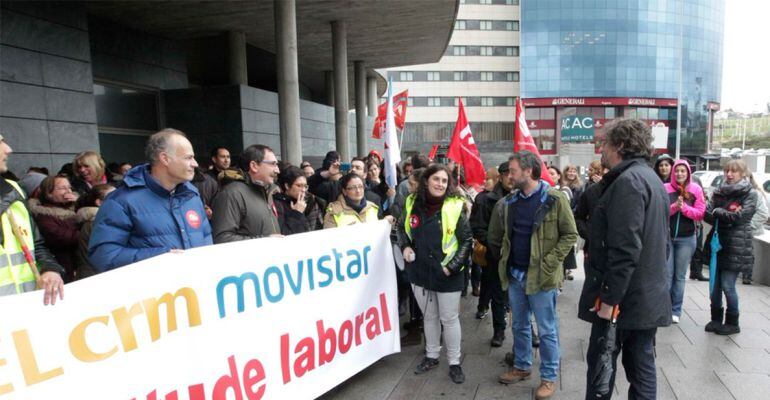 Concentración de trabajadores de Extel