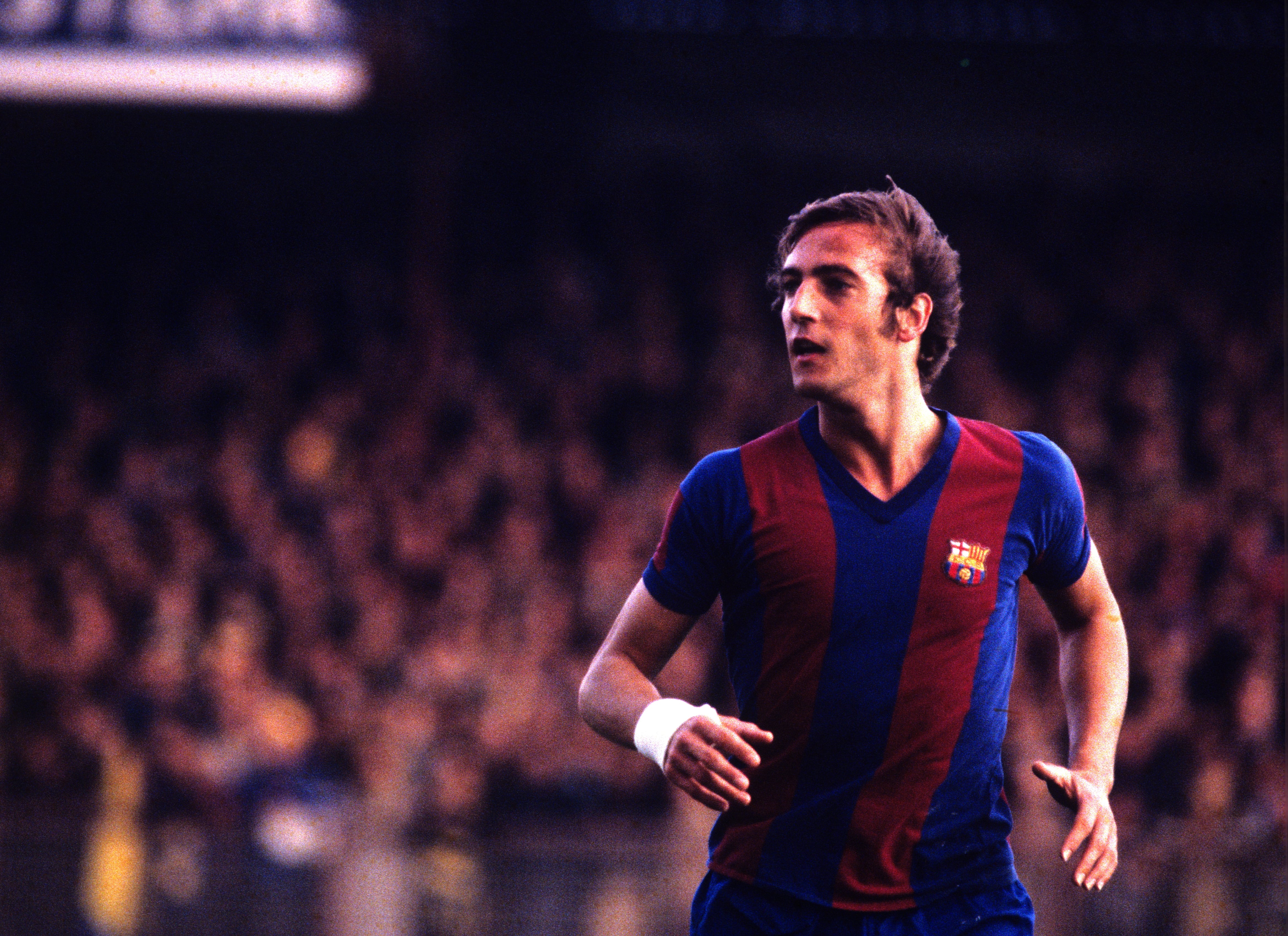 Johan Neeskens durante un partido con el FC Barcelona en la temporada 1977/1978 (VI Images / Getty Images)