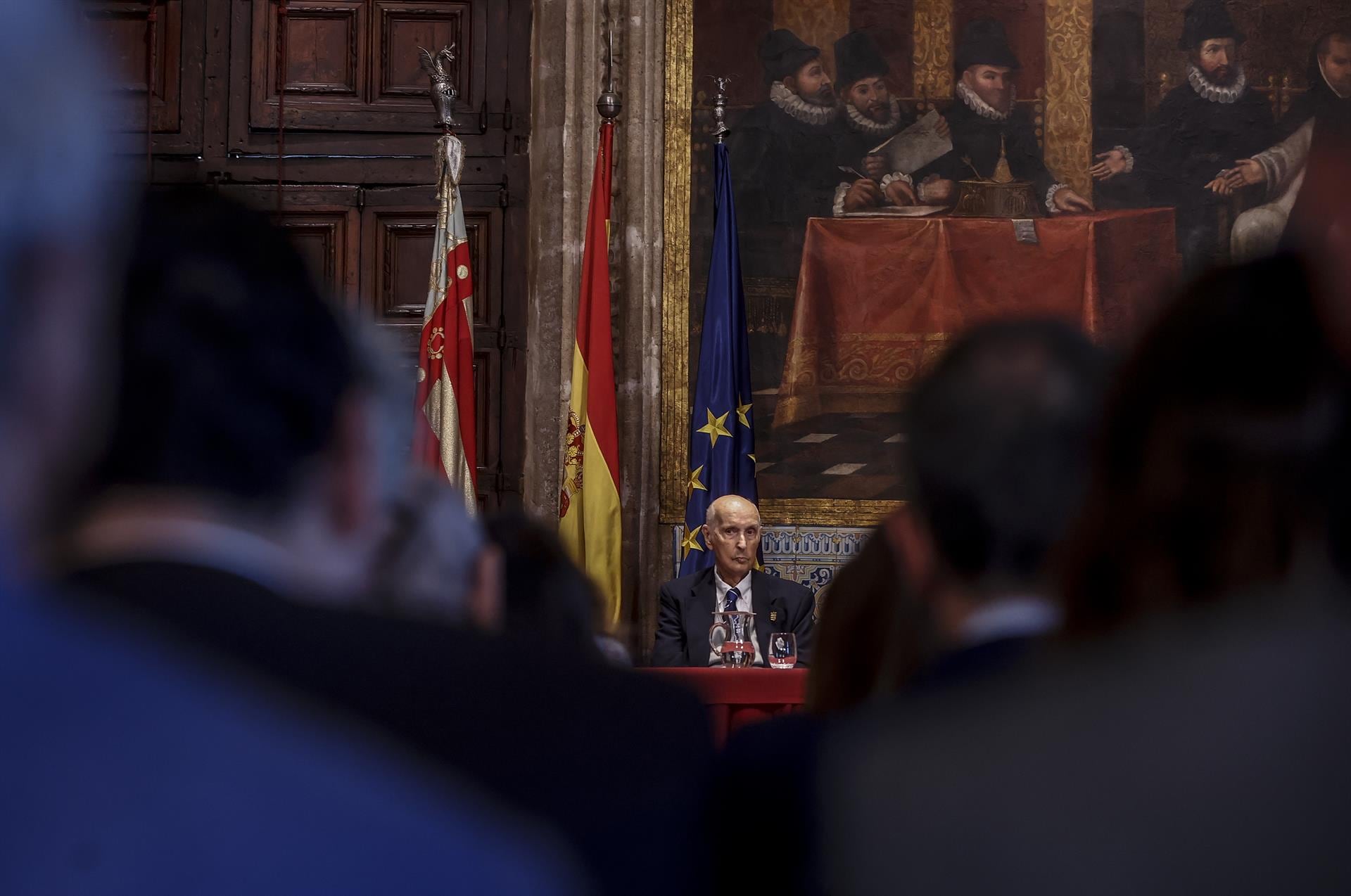 El fundador de los Premios Rei Jaume I, Santiago Grisolía, durante el acto de proclamación de ganadores de los Premios Rei Jaume