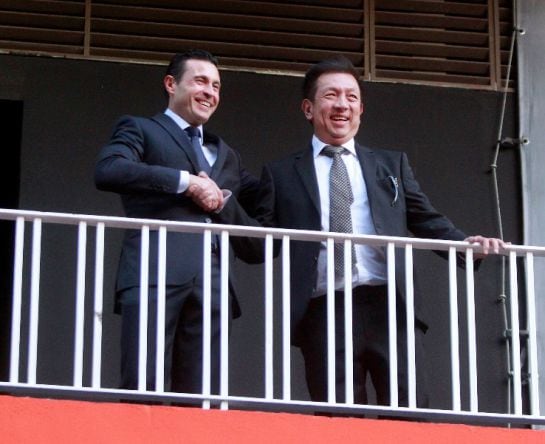 Salvo y Lim, en el balcón de Mestalla