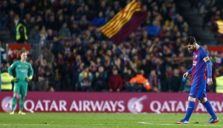 Messi cabizbajo durante el partido contra el Leganés