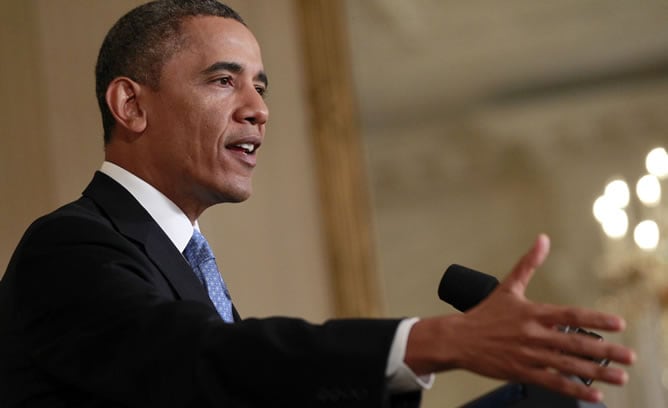 El presidente Obama durante la rueda de prensa de este lunes.