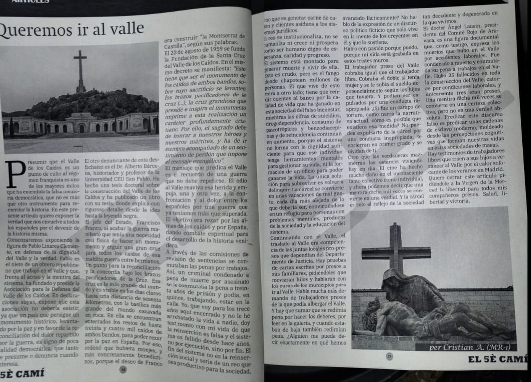 Article publicat a la revista de Quatre Camins, El 5è Camí, sobre el Valle de los Caídos.