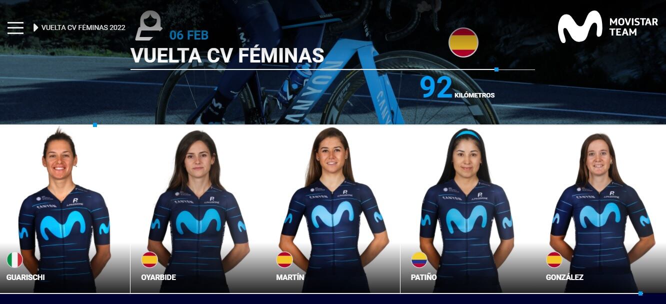 Sara Martín junto a sus compañeras para la disputa de la Vuelta CV Féminas