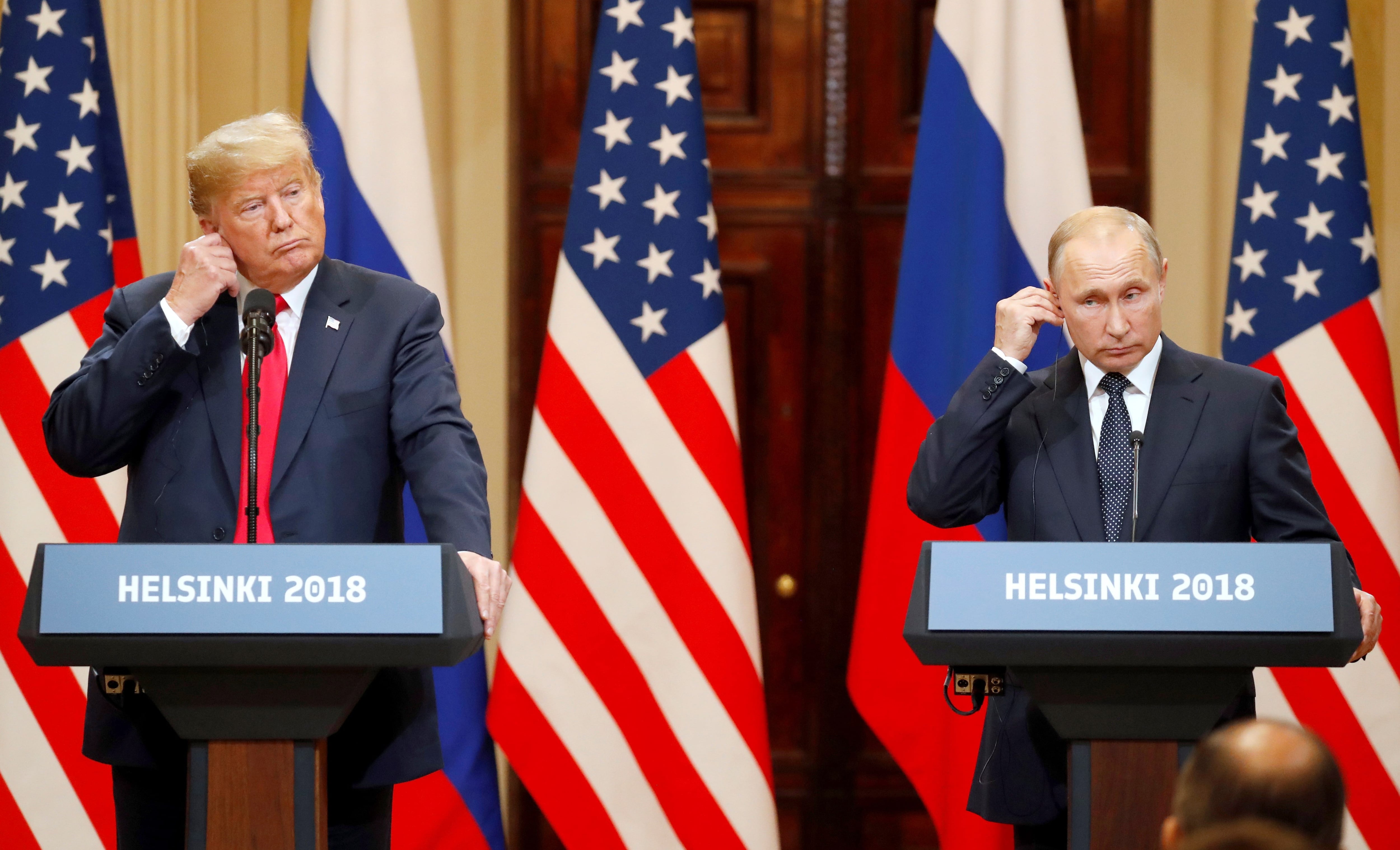 Donald Trump y Vladimir putin, en una rueda de prensa conjunta ofrecida en julio de 2018 en el Palacio Presidencial de Helsinki (Finlandia).