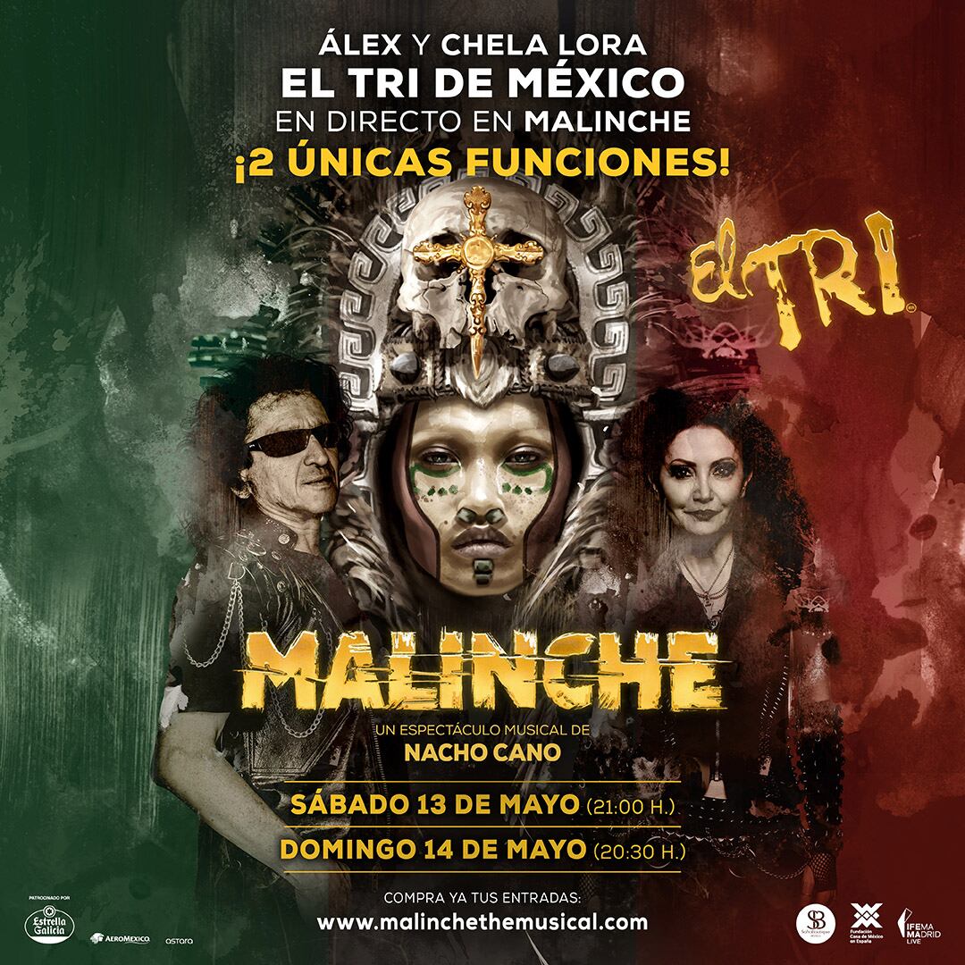 Malinche con Alex y Chela Lora, líderes de la banda EL TRI