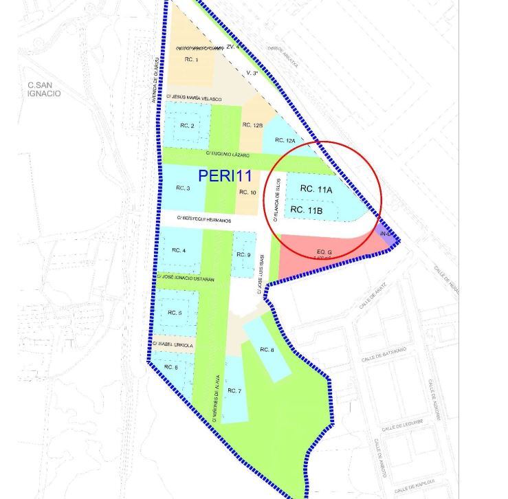 Ubicación de la parcela vendida por el Ayuntamiento de Vitoria en el barrio de Olarizu