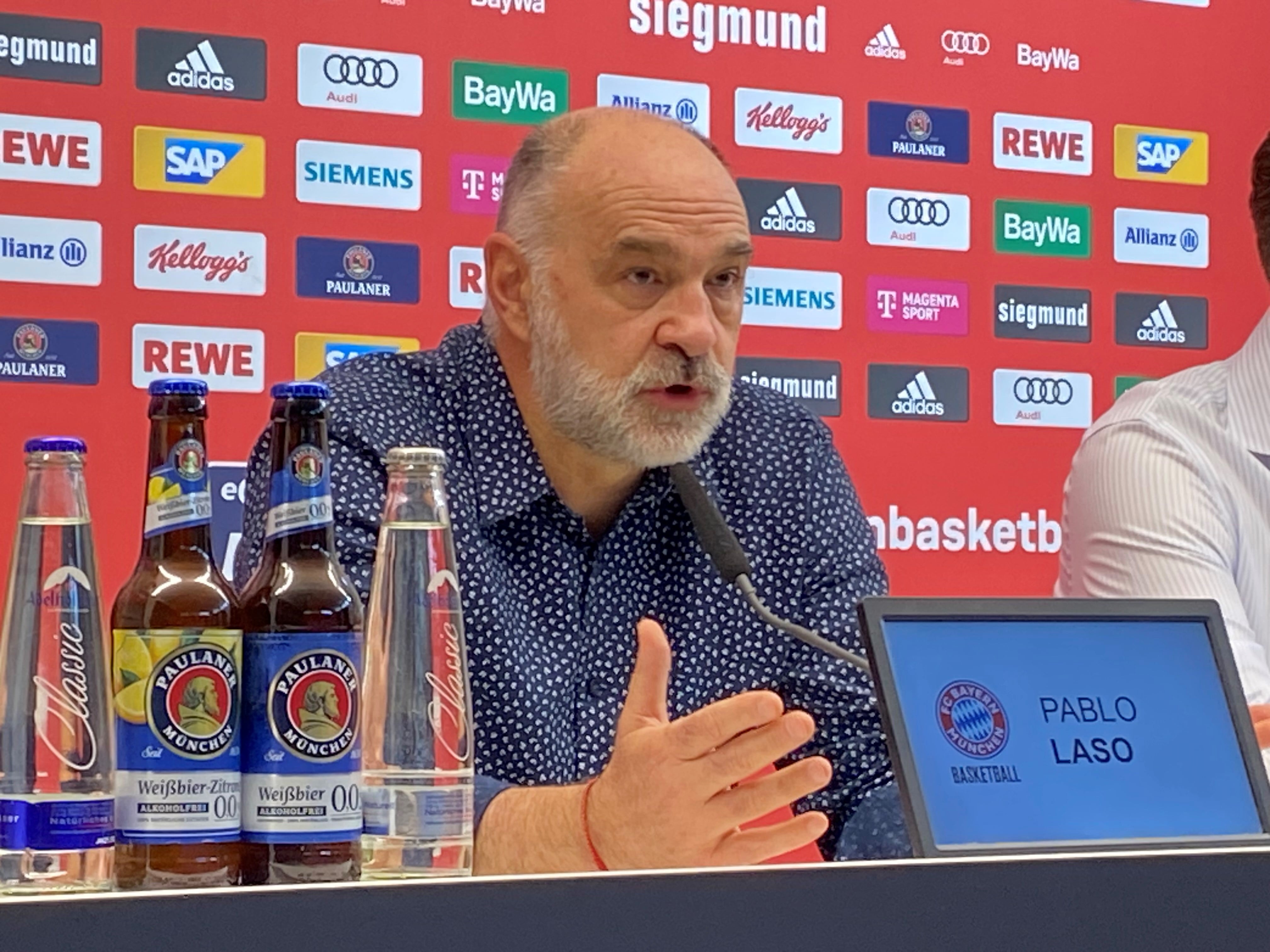 Pablo Laso, durante su presentación como nuevo técnico del FC Bayern Múnich