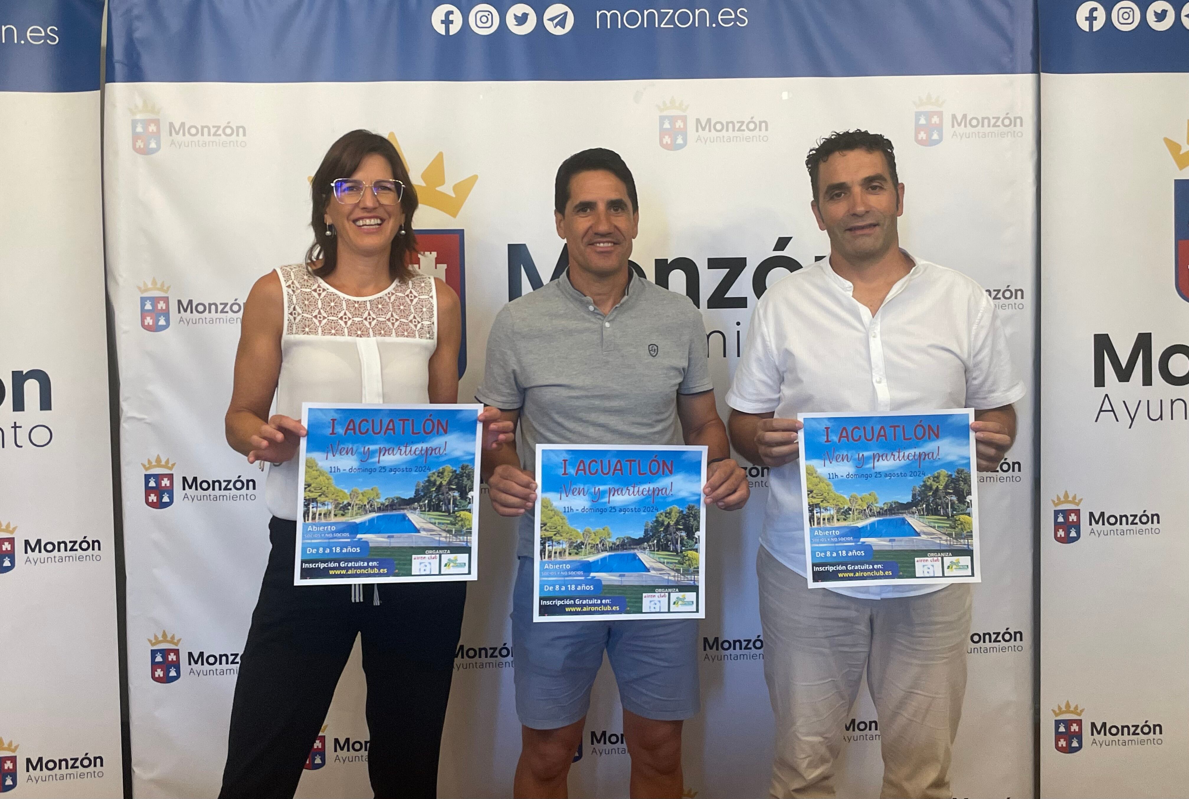 Maribel Lastanosa, Eliseo y Marcos Barranco en la presentación de la prueba. Foto: Ayuntamiento de Monzón