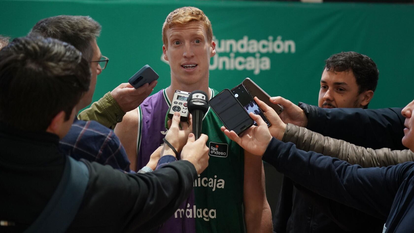 El base del Unicaja Alberto Díaz, ofreciendo sus impresiones antes de la Copa del Rey