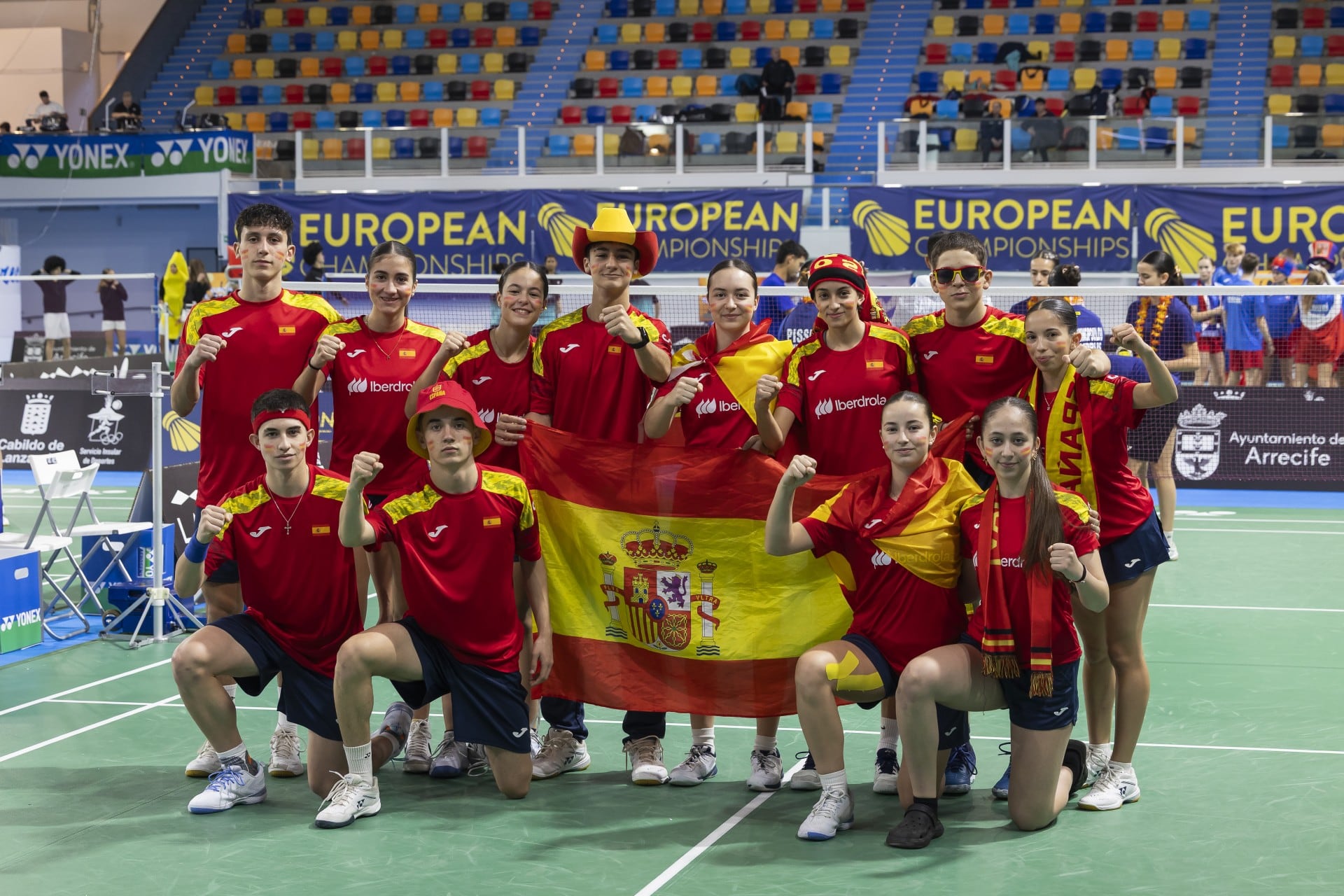 Equipo español de Bádminton en el Palacio de los Deportes de Arrecife, capital de Lanzarote.