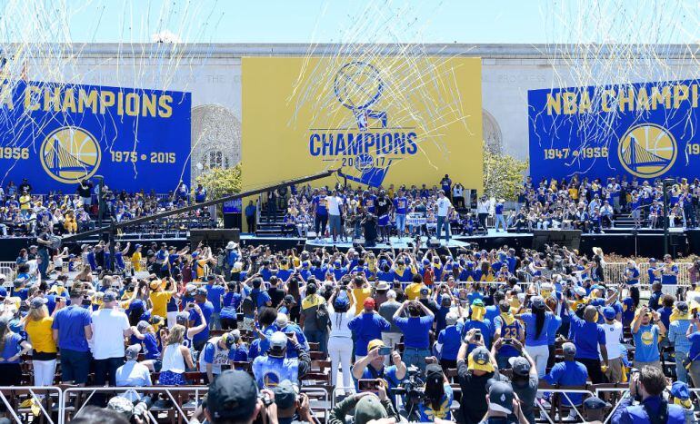 La celebración del título de la NBA del año pasado 