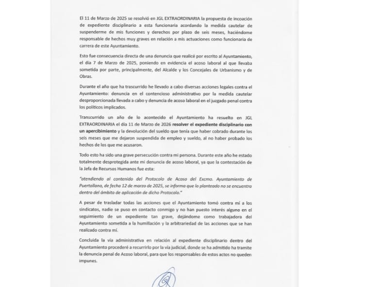 Comunicado de Ines Llerena remitido a los medios