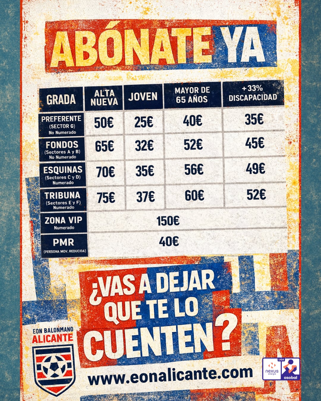 Abonos de media temporada