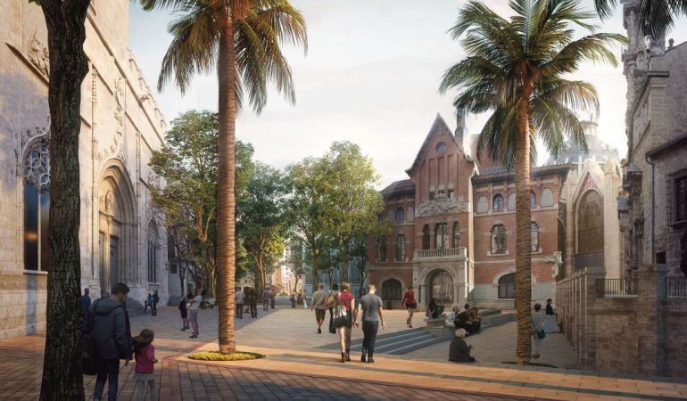 Simulación de reforma en las inmediaciones de la Plaza de Brujas en Valencia