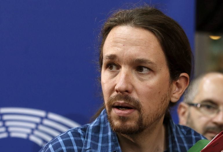 El secretario general de Podemos, Pablo Iglesias, en Estrasburgo