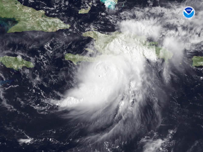 Imagen del satélite del huracán Gustav sobre Haití