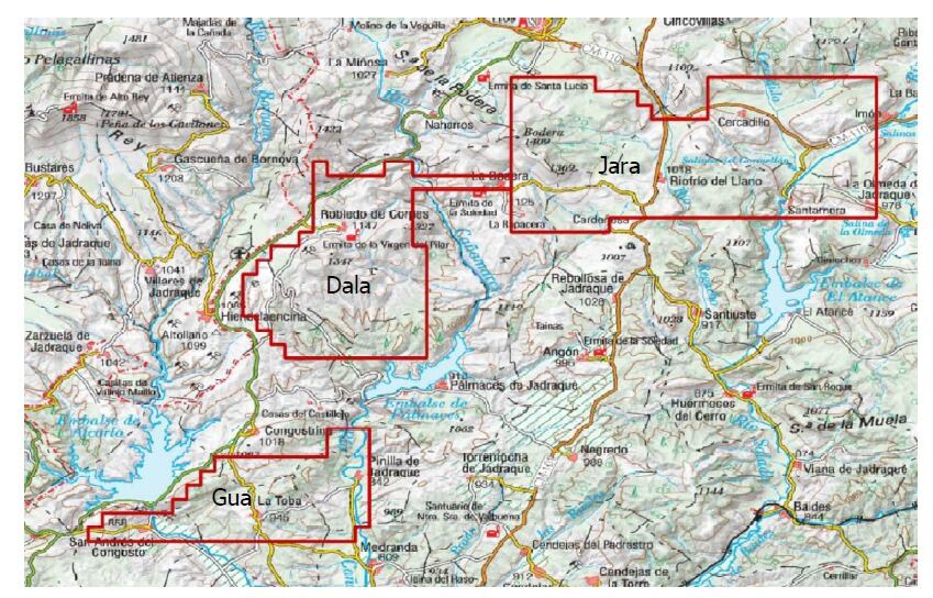 Plano de actuación de los 3 proyectos en Guadalajara