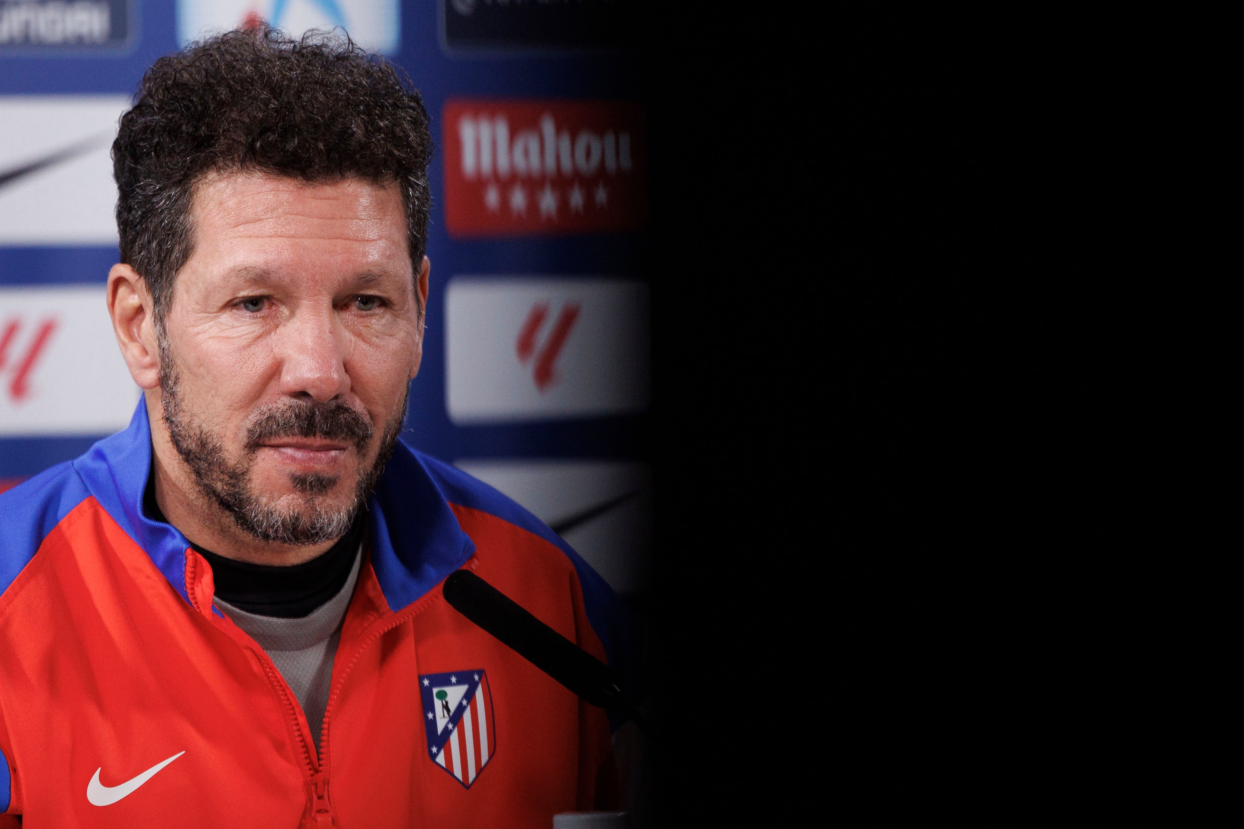 Diego Pablo Simeone, en la sala de prensa del Atlético de Madrid