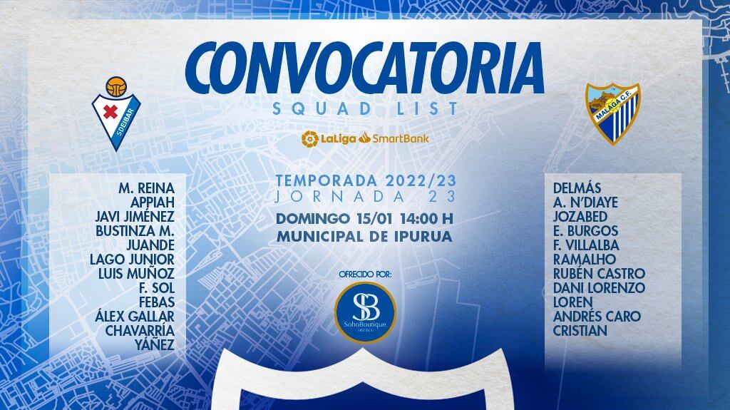 Convocatoria del Málaga para Eibar