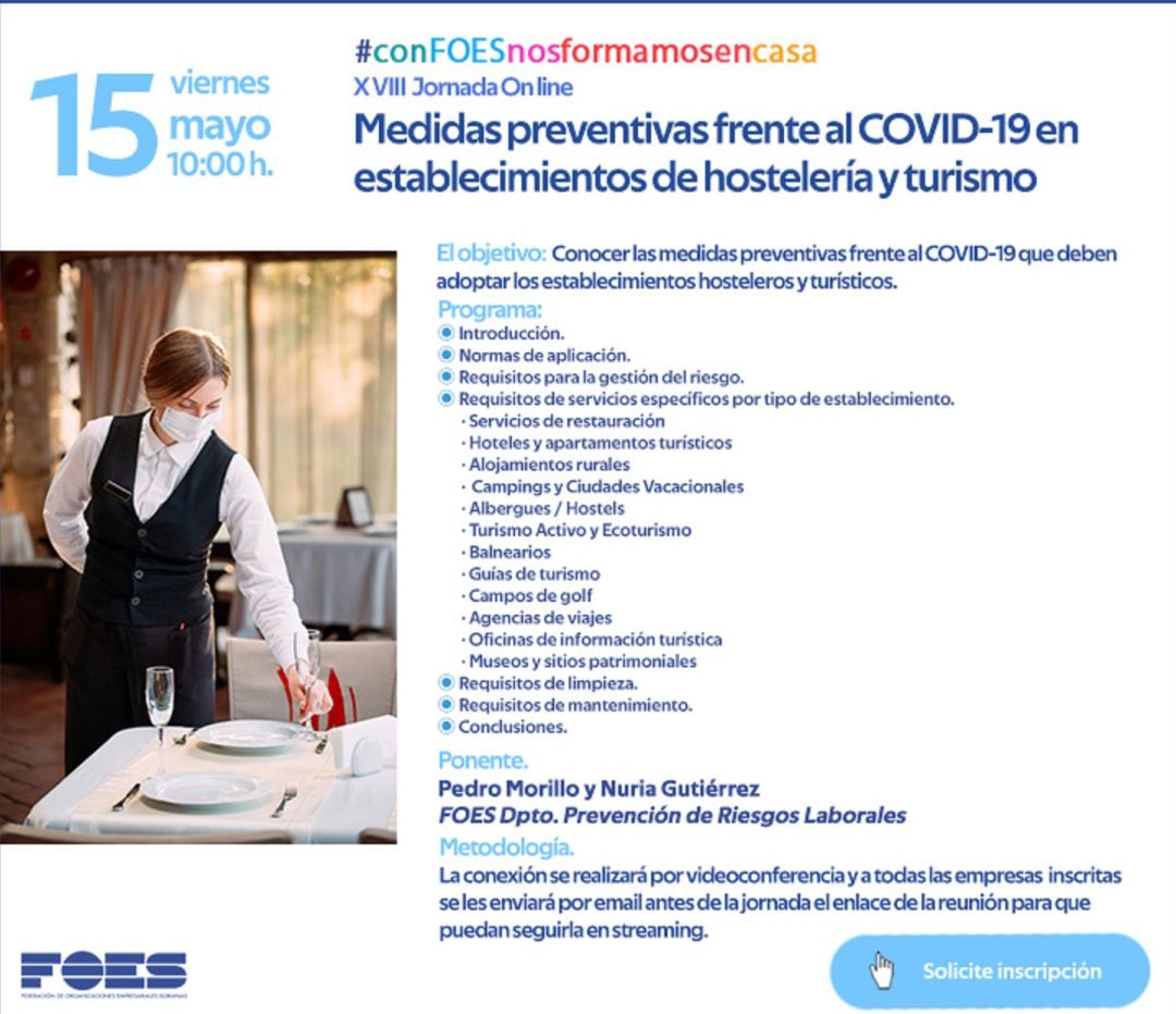 Jornada de medidas preventivas para Hostelería y Turismo.