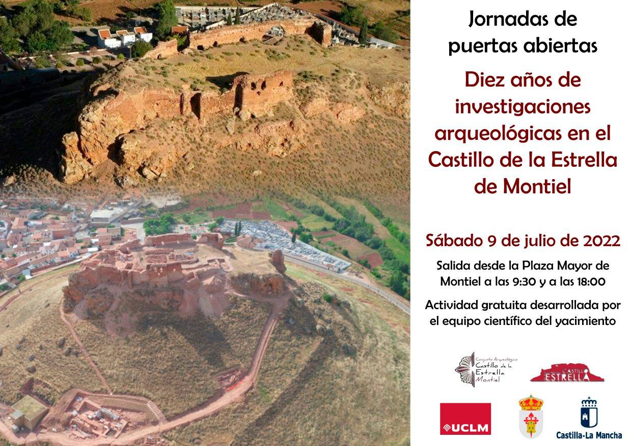 Cartel anunciador de las jornadas de puertas abiertas en el Castillo de la Estrella de Montiel (Ciudad Real)