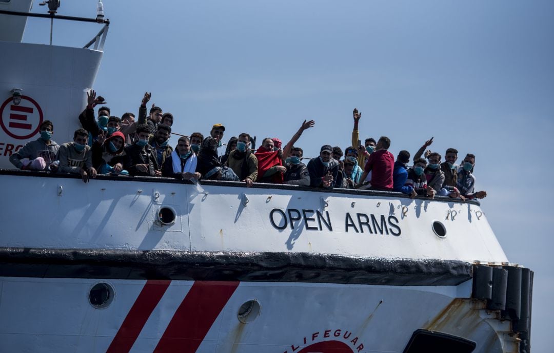 Inmigrantes a bordo del &#039;Open Arms&#039;.