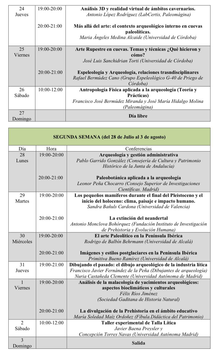 Programación de las clases teóricas, segunda parte