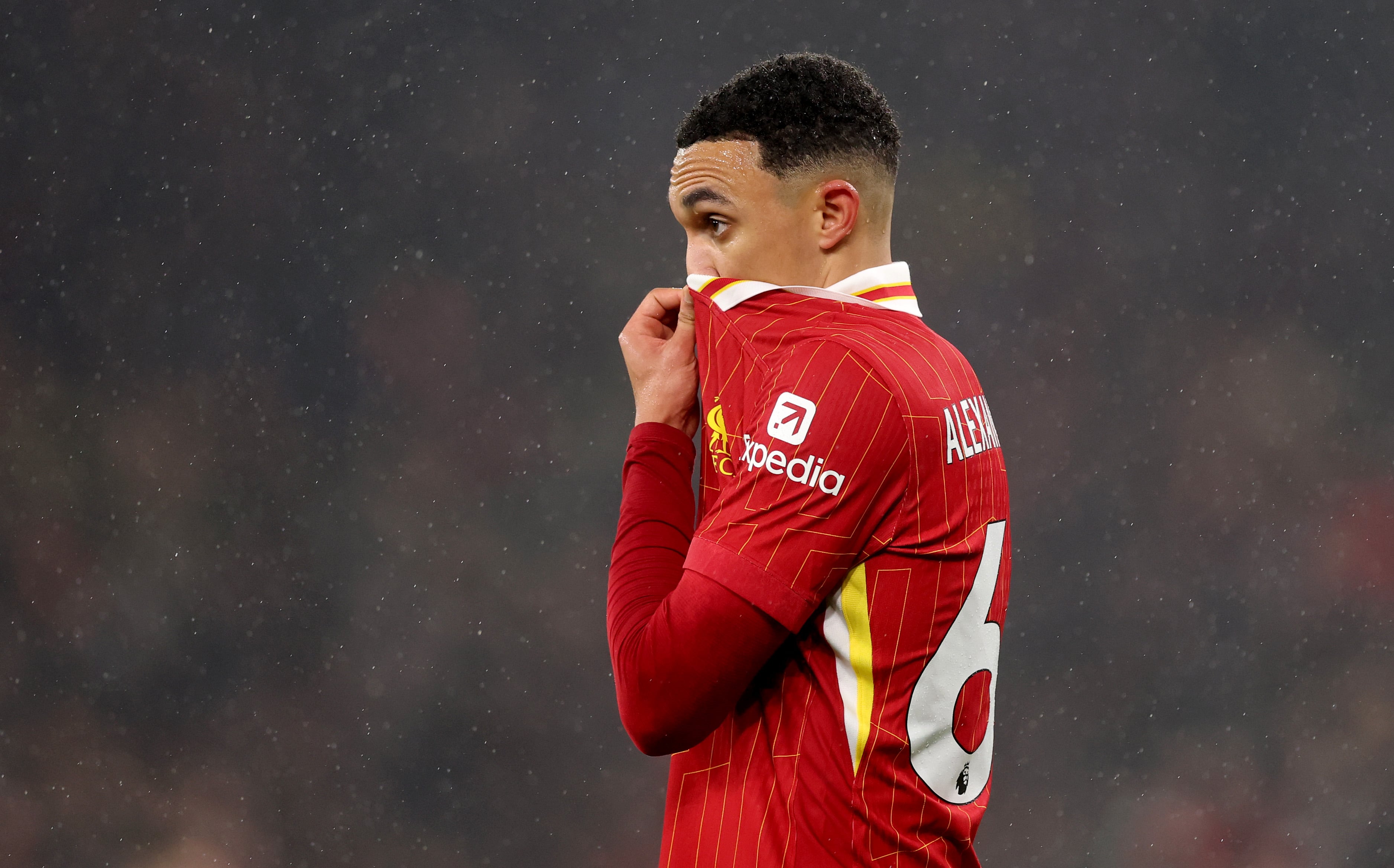 Trent Alexander-Arnold, durante el partido entre el Liverpool y el Manchester United de la Premier League