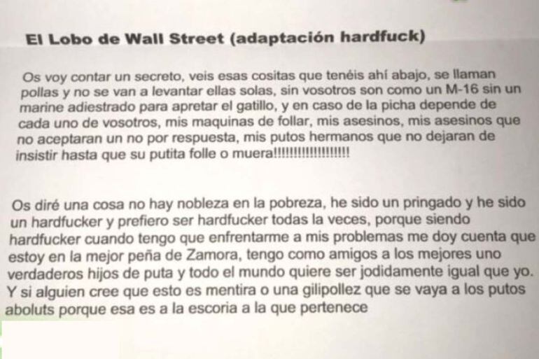 Carta publicada en las redes sociales por esta peña no oficial