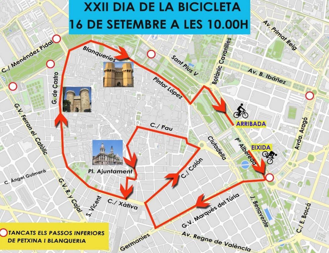 El mapa de la ciudad en el Día de la Bicicleta