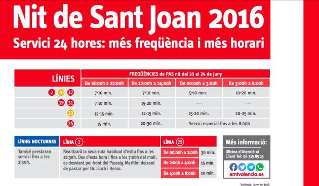 Refuerzos de la EMT para la noche de San Juan