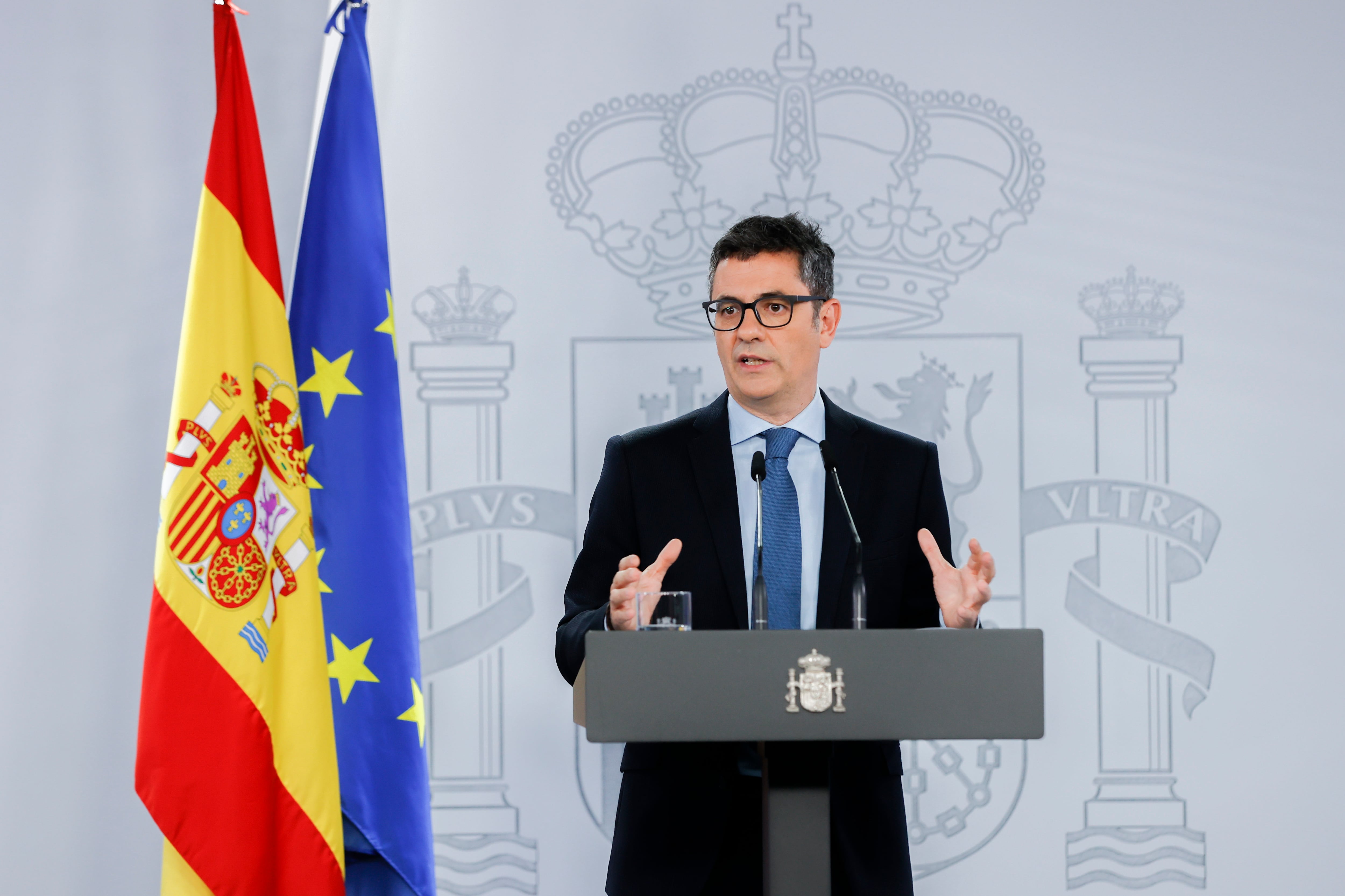 El ministro de Presidencia, Félix Bolaños durante una rueda de prensa en La Moncloa