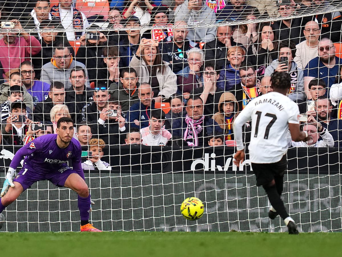 Valencia 1-0 Osasuna: resumen, resultado y goles del partido de la jornada 25 de LaLiga EA Sports