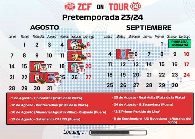 Calendario partidos de pretemporada del Zamora CF