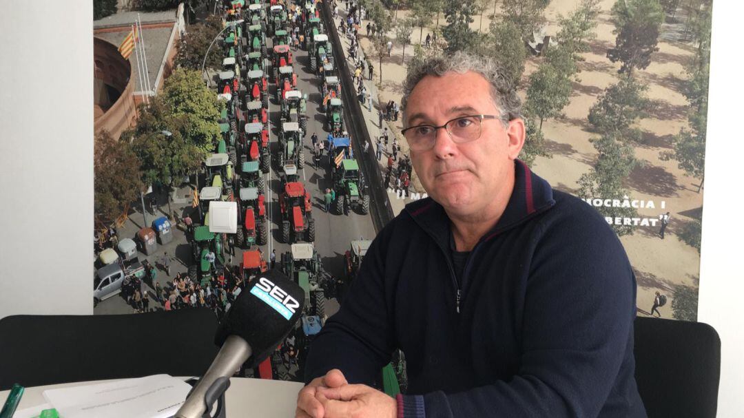 Xavier Frigola a la seu d'Unió de Pagesos