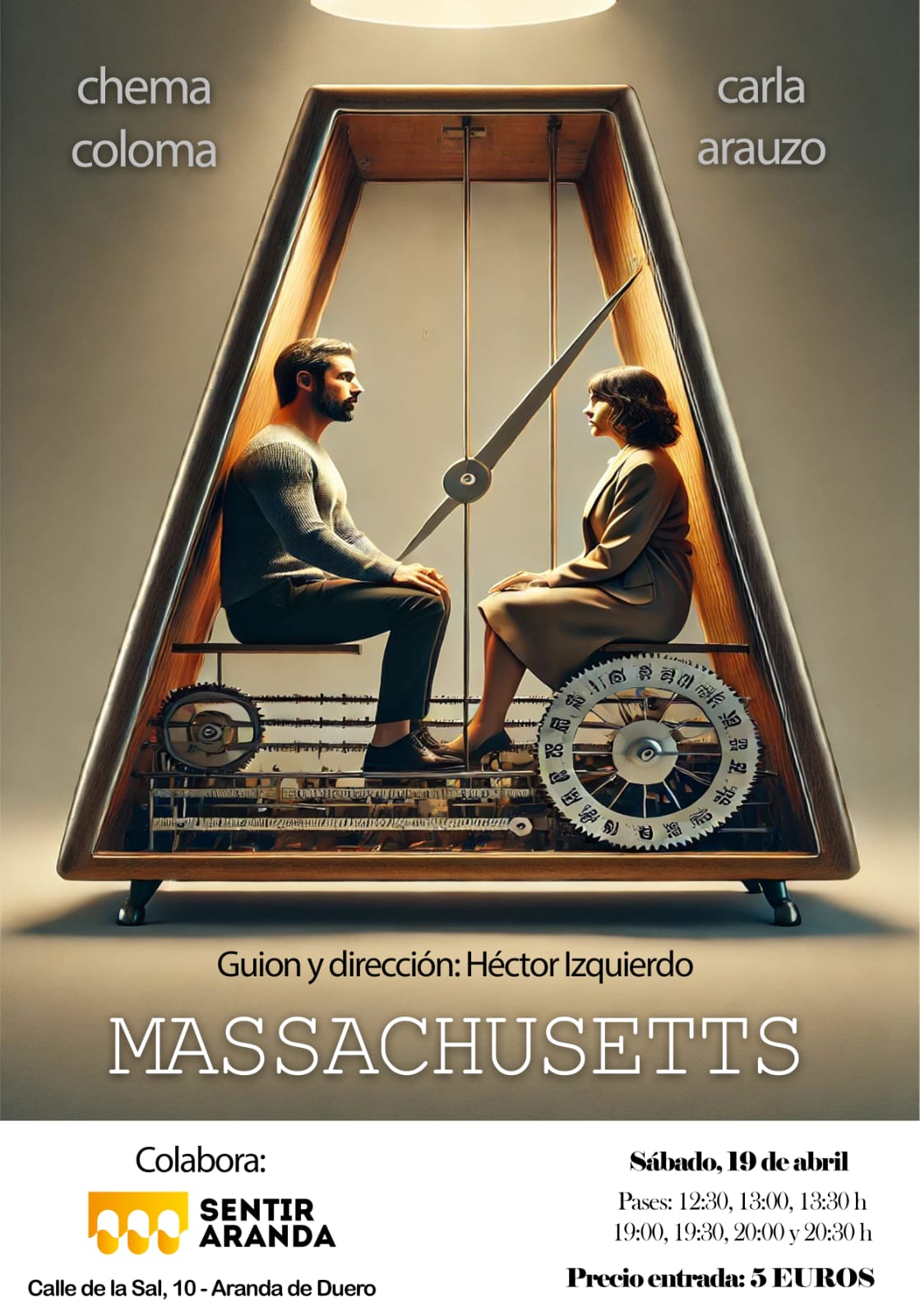 Cartel del microteatro "Massachusetts" de Héctor Izquierdo en Aranda