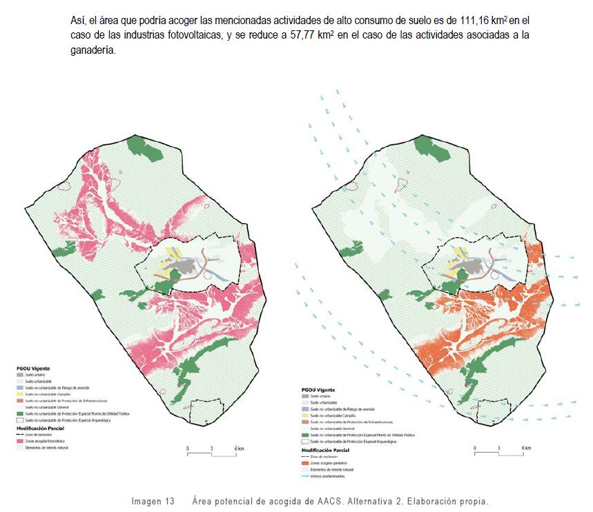 Mapas de las áreas que podrían verse afectadas dentro del término de Yecla