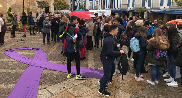 Decenas de alumnos y alumnos de diferentes centro educativos de Valdepeñas, también, han participado en este acto institucional contra la violencia de género en Valdepeñas