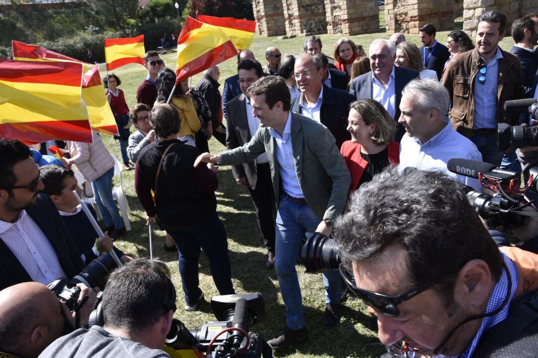 El presidente del PP, Pablo Casado, asiste a un acto del PP en Mérida (Extremadura). 